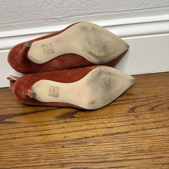 J Crew Elsie Velvet Pumps Size 8 Pink Lace Up Heels Holiday Party Coquette - Picture 5 of 9